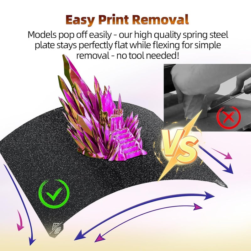 IdeaFormer-3D لوحة بناء PEI مزدوجة الجوانب K2 Plus 370x370 مم، ورقة فولاذية مرنة ذات سطح PEI منقوش لطابعة 3D Creality K2 Plus/K2 Plus Combo - Image 5